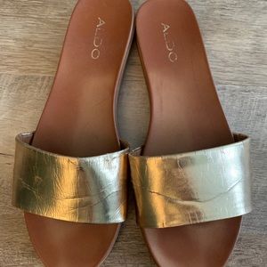 Aldo gold slide flat sandals